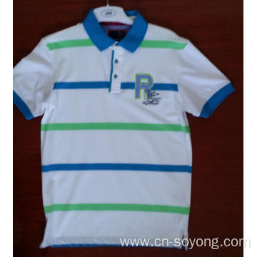 Yarn Dyed Stripes Short Sleeve Polo Shirts